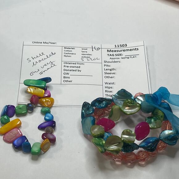 Set of multi colored faux stone beaded bracelets stretch style versatile trendy - Picture 9 of 9